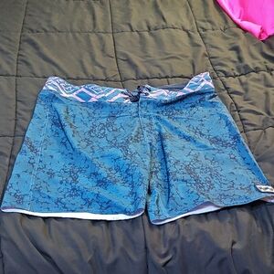 Blue and Pink Patterned Shorts